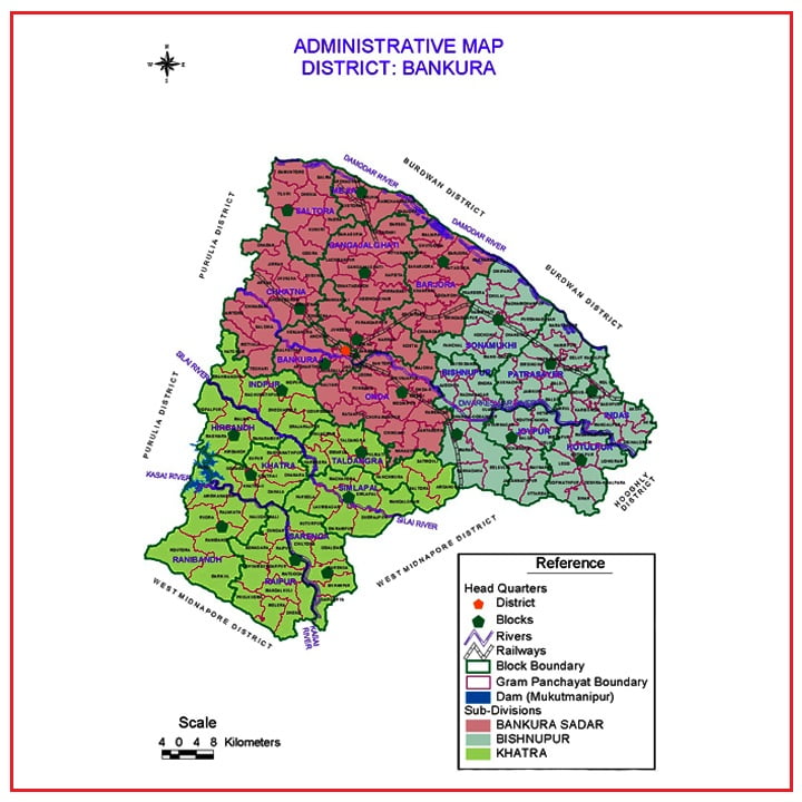 বাঁকুড়া জেলার প্রশাসনিক মানচিত্র (Administrative Map of Bankura District)