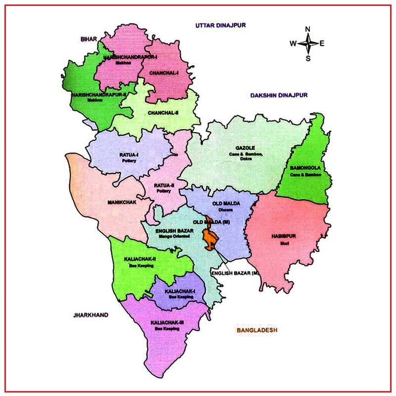 মালদা জেলার মানচিত্র (Map of Malda District)