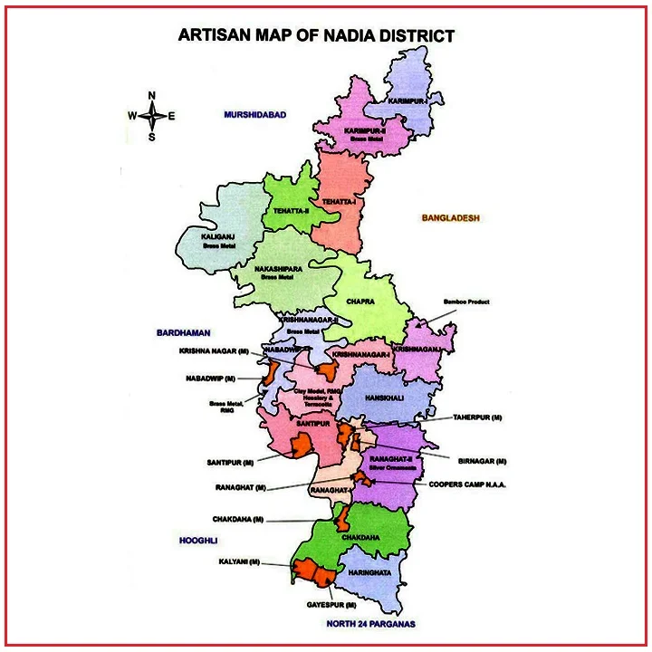 নদীয়া জেলার মানচিত্র (Map of Nadia District)