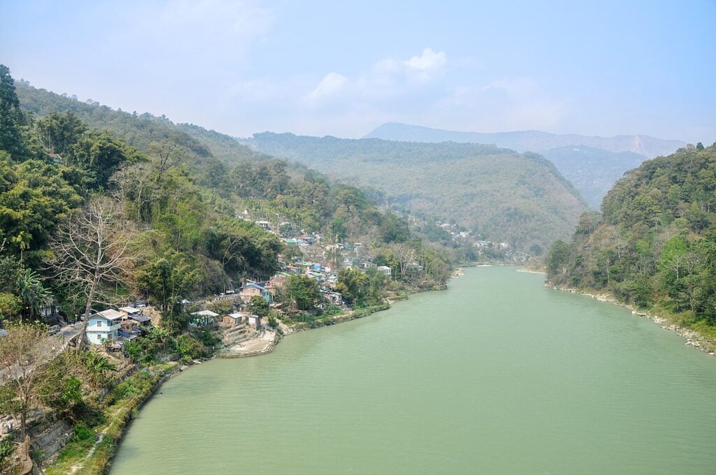 River Teesta taken from Teesta Bridge. Photographed at Siliguri, West Bengal, India.
