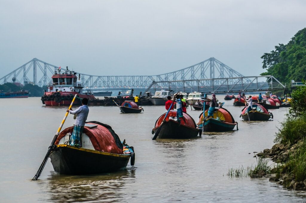 Hooghly River with Howrah Bridge, Kolkata, West Bengal state